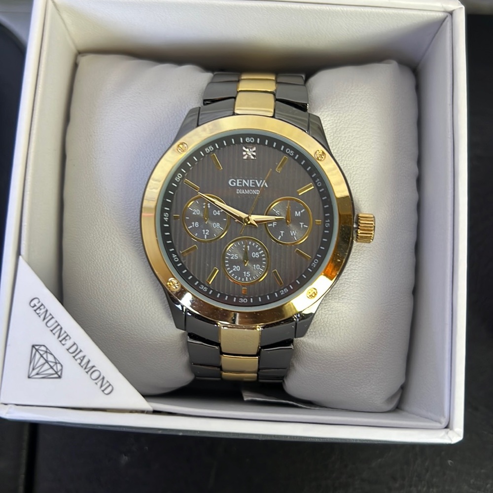Men's Geneva Two Tone Diamond Accent Dial Bracelet Watch - KH8088GUD